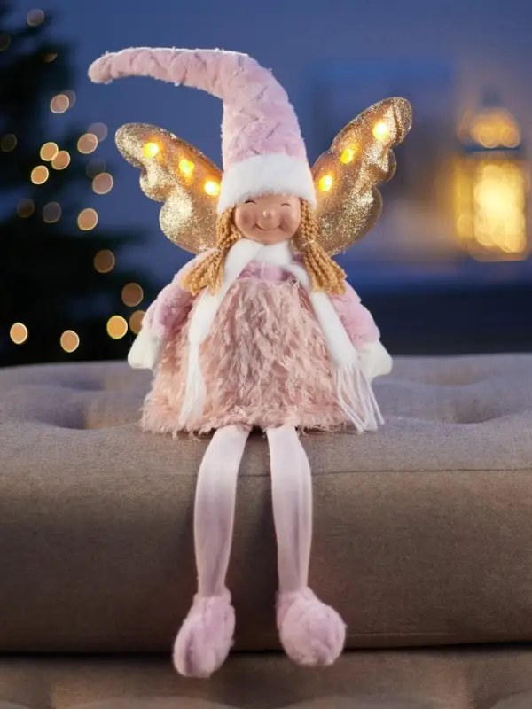 Светодиодная фигура &laquo;Кукла в розовом&raquo; 70 см, текстиль, 6 LED, от батареек AG10&times;3, свечение тёплое белое