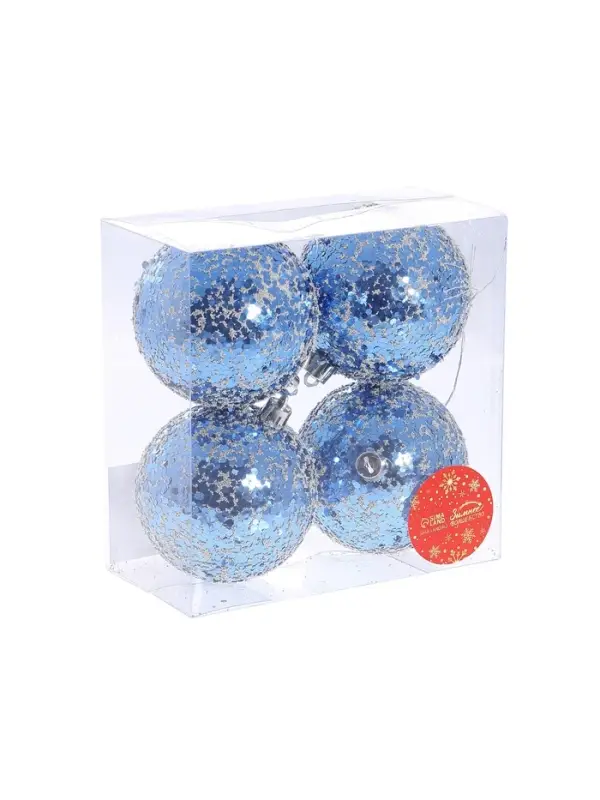 Ёлочные игрушки &laquo;Переливы&raquo;, шары новогодние, набор 4 шт., d=8 см, синий