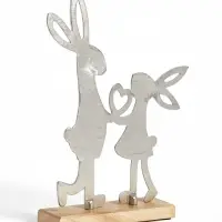 Сувенир интерьерный &laquo;Влюбленные кролики&raquo;, 26&times;6&times;36 см, алюминий, дерево