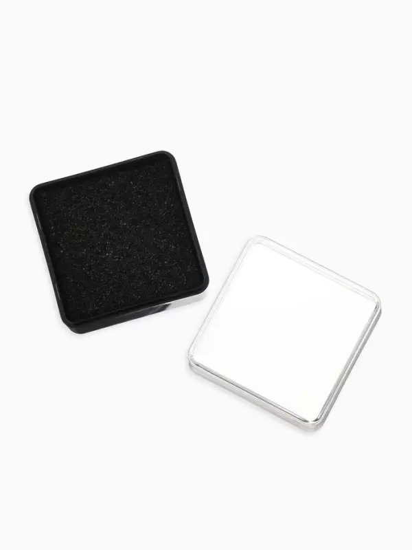 Футляр пластиковый для украшений и значка "Атрибутика", 4,1*4,1*2,4 см, прозрачная с чёрной вставкой