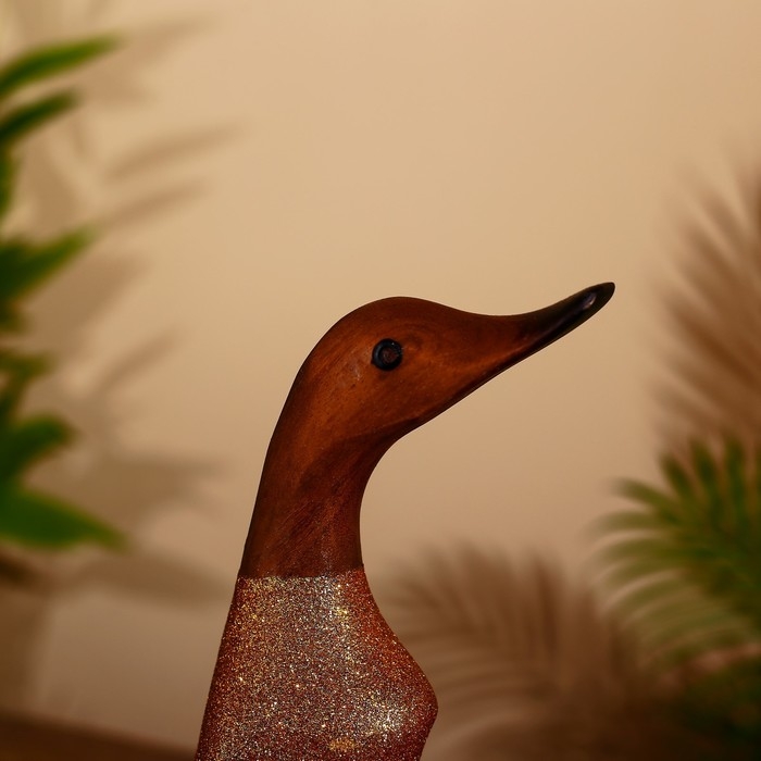 Сувенир "Утка на диско в золотом" дерево 27 см