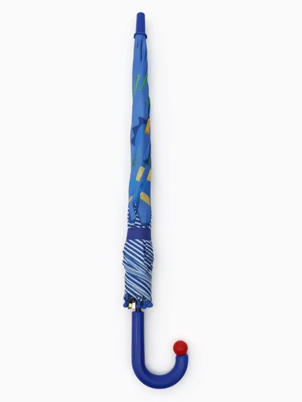 Зонт - трость детский &laquo;Динозаврики&raquo;, полуавтоматический, R=43/50 см, синий