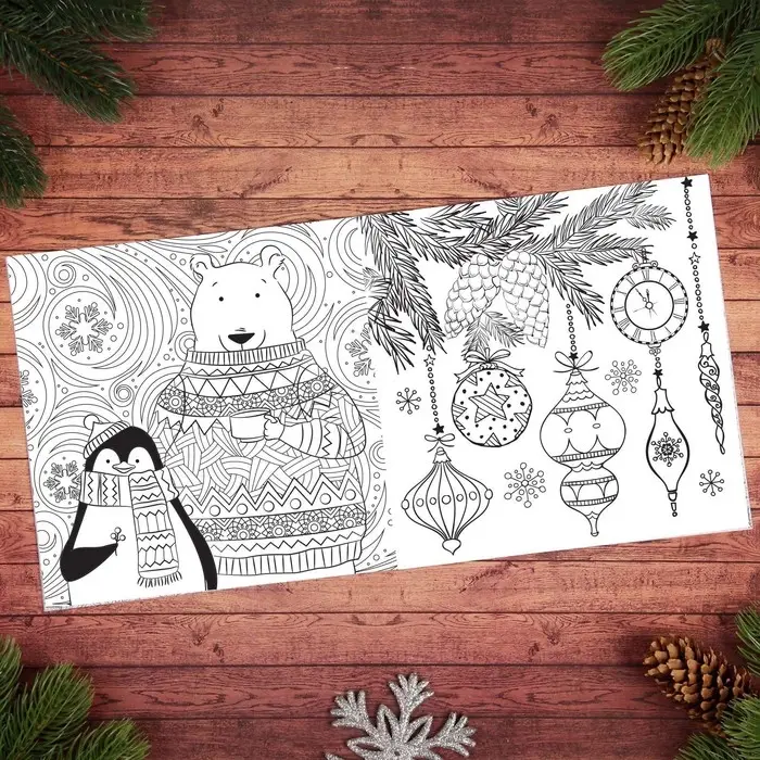 Новогодняя раскраска антистресс. Альбом «Зимняя сказка», 20 стр Новогодняя раскраска антистресс. Альбом «Зимняя сказка», 20 стр