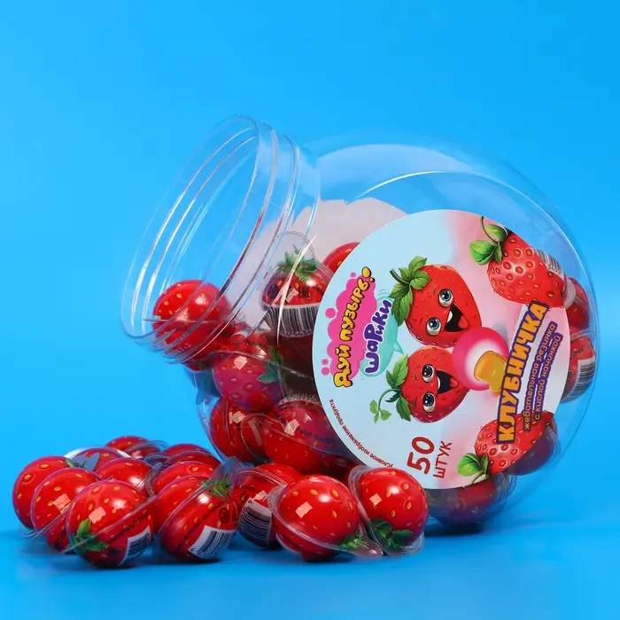 Жевательная резинка с кислой начинкой «Дуй пузырь! ШАРИКИ КЛУБНИЧКА», 10 г