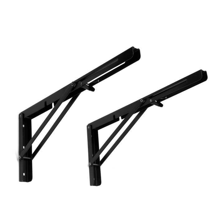 Кронштейн складной для столов и полок ТУНДРА, 2 шт, длина 400 мм, сталь цвет черный Кронштейн складной для столов и полок ТУНДРА, 2 шт, длина 400 мм, сталь цвет черный