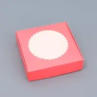 Подарочная коробка сборная с окном, розовый, 11.5×11.5×3 см