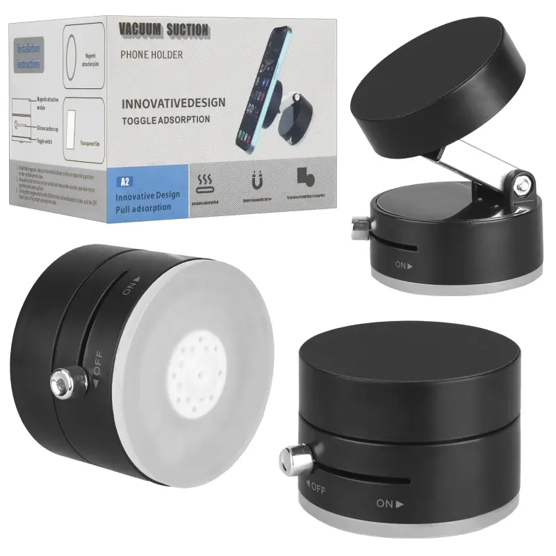 Вакуумный магнитный держатель для телефона A2 черный (200шт/кор)