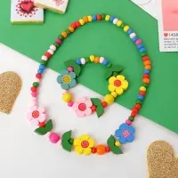 Набор детских украшений Выбражулька &laquo;Цветочное настроение&raquo;, 2 предмета: бусы, браслет d=6 см МИКС