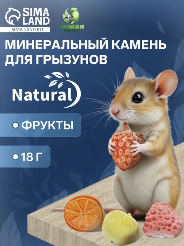 Минеральный камень для грызунов &laquo;Пижон&raquo;, фрукты, 18 г, набор 4 шт.