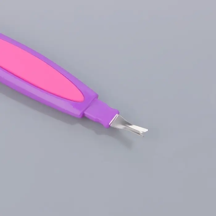 Пилка-триммер металлическая для ногтей, прорезиненная ручка, с защитным колпачком, 19 см, МИКС