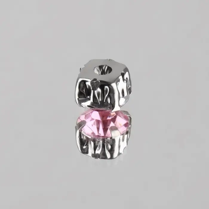 Стразы пришивные «Шатон», круглые, в оправе, d=8 мм, 20 шт., розовые Стразы пришивные «Шатон», круглые, в оправе, d=8 мм, 20 шт., розовые