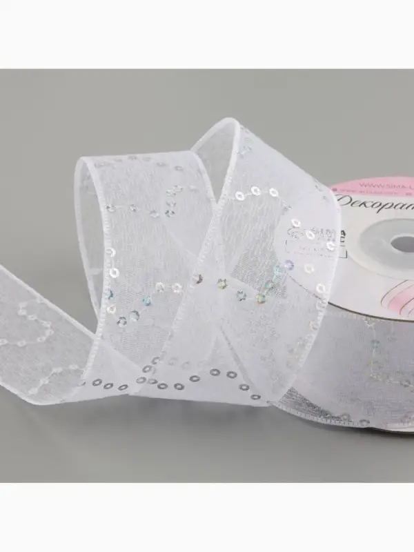 Лента декоративная &laquo;Пайетки&raquo;, 40 мм, 9&plusmn;0.5 м, белая №1