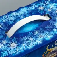 Подарочная коробка, Новогодняя с пластиковой ручкой "Морозные узоры"28,5 х 14 х 33 см