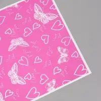 Пленка для цветов, "Бабочки и сердца", 57х57 см