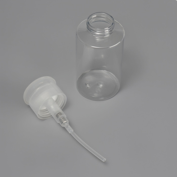 Флакон с помпой, 200 мл, цвет белый/прозрачный Флакон с помпой, 200 мл, цвет белый/прозрачный