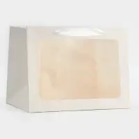 Пакет подарочный с широким дном и окном 25&times;19&times;18 см, белый
