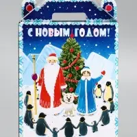 Подарочная новогодняя коробка «Пингвины», для сладких подарков, 16.8×7×25 см