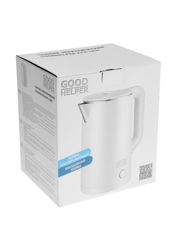 Чайник электрический GOODHELPER KPS-186C, пластик, нерж. сталь, 1.8 л, 1800 Вт, белый