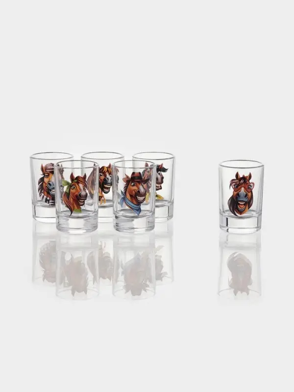 Стопка "Гладкий" "Крейзи лошадки" 50 мл, 6 шт