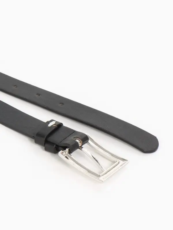 Ремень женский, 110&times;2.3 см, классическая пряжка металл, серебристая, чёрный