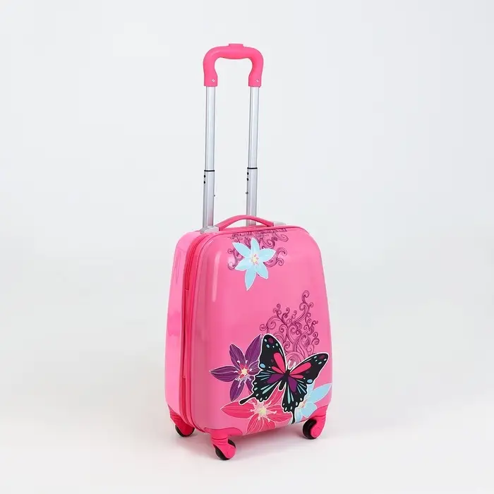 Чемодан детский на колёсах 29 л (XS), на молнии, розовый