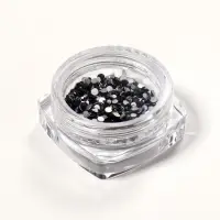 Стразы для декора, круглые, разноразмерные, чёрные