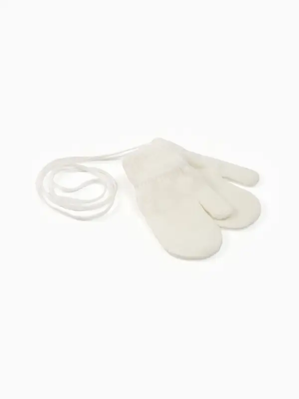 Варежки детские однослойные MINAKU "Однотонные",цв.молочный, р-р 14 (4-5 лет)