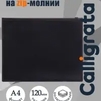 Папка-конверт на zip-молнии А4, 150 мкм, Calligrata, непрозрачная, черная