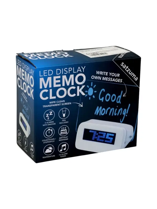 Часы - будильник "Послание", с маркером, подсветка зеленого цвета, белый