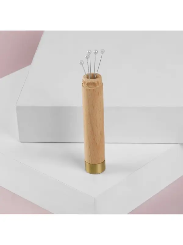 Игольница-туба, 8.6&times;1.8&times;1.8 см, дерево, коричневая