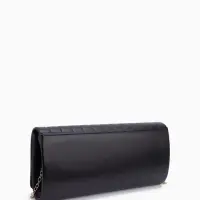 Сумка-клатч женская на магните, на серебристой цепочке, чёрная