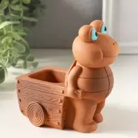 Подставка для мелочей &laquo;Черепаха с тележкой&raquo;, 12&times;10&times;8 см, гипс, охра