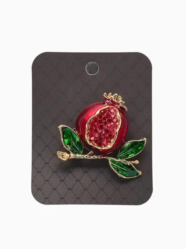 Брошь Брошь "Гранат" в разрезе, со стразами, красно-зелёная в золоте