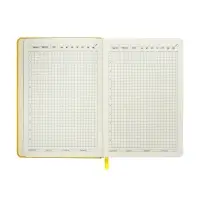 Ежедневник недатированный A5, 140 л, клетка, кожзам, на резинке, черный срез, Желтый