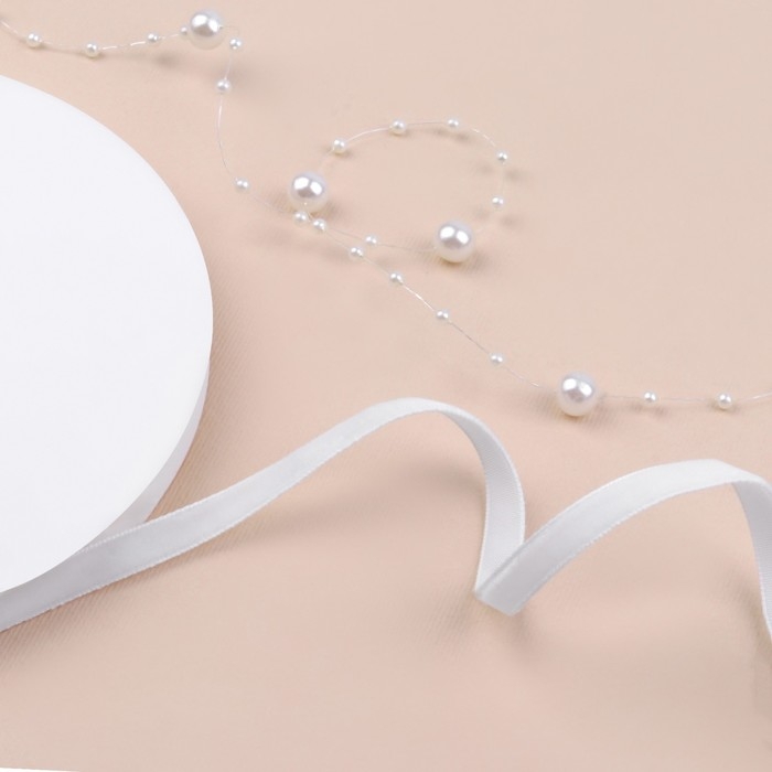 Лента бархатная, 6 мм, 18 ± 1 м, цвет белый №01 Лента бархатная, 6 мм, 18 ± 1 м, цвет белый №01