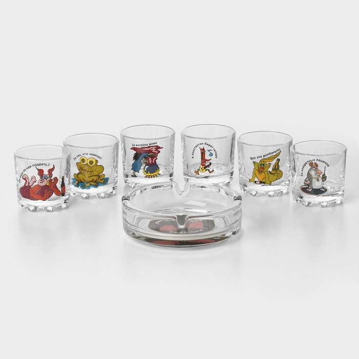 Набор «Приколы», 6 стопок 50 мл, пепельница, МИКС Набор «Приколы», 6 стопок 50 мл, пепельница, МИКС