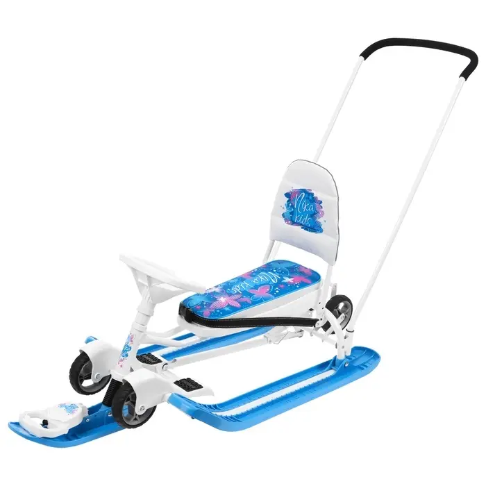 Снегокат с колёсами &laquo;Тимка спорт 6 Бабочки&raquo;, ТС6/БТ, с родительской ручкой, со спинкой и ремнём безопасности