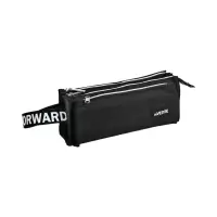 Пенал мягкий, 2 отделения и наружный карман 100&times;210&times;75 мм, объёмный, deVENTE Moving Forward. Black, с ручкой, вставки из экокожи