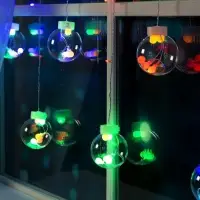 Гирлянда &laquo;Бахрома&raquo; 2.4&times;0.7 м с насадками &laquo;Шарики&raquo;, IP20, прозрачная нить, 108 LED, свечение мульти, 8 режимов, 220 В