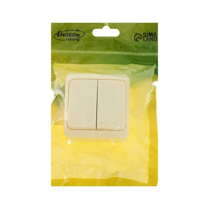 Выключатель Luazon Lighting "Лига", 10 А, 2 клавиши, накладной, бежевый