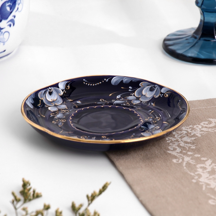 Блюдце Блюдце "Яна", d-13см, кобальтовая глазурь