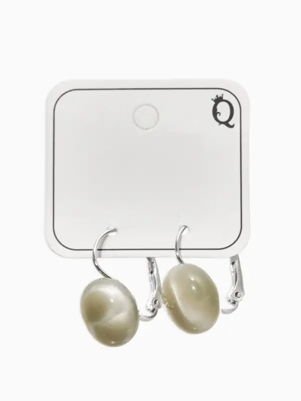 Серьги пластик "Таблетка" кошачий глаз, цвет серый в серебре