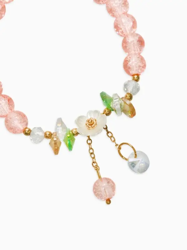 Браслет детский "Выбражулька" цветок, 2 подвеса, цвет розовоголубой в золоте