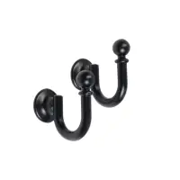 Крючок для штор ТУНДРА KS003, однорожковый, цвет черный, 2 шт Крючок для штор ТУНДРА KS003, однорожковый, цвет черный, 2 шт