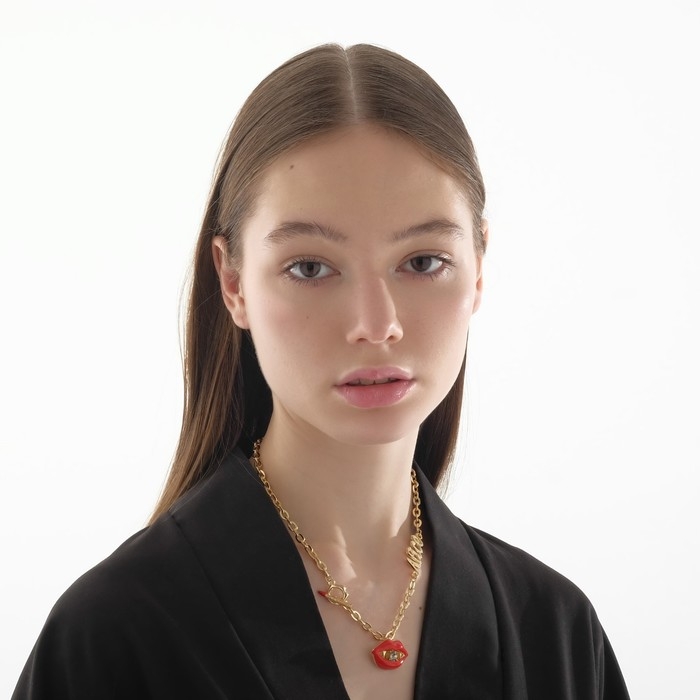 Кулон «Цепь» губы и спичка, цвет красный в золоте, 45 см Кулон «Цепь» губы и спичка, цвет красный в золоте, 45 см