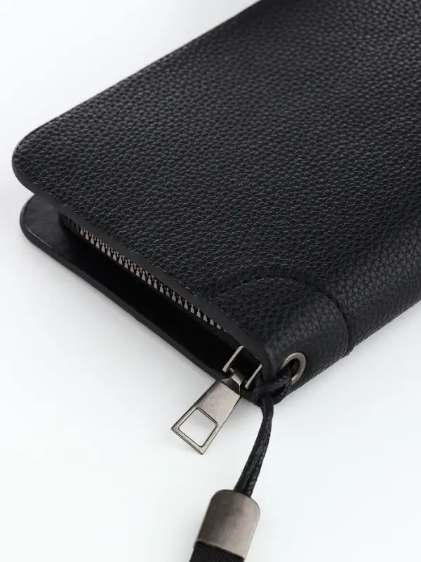 Портмоне мужское, с ручкой, на молнии, отдел для карт, монет, чёрное