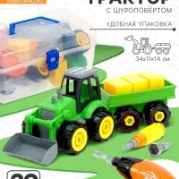 Конструктор винтовой &laquo;Трактор&raquo;, с электрическим шуруповёртом, отвёрткой и насадками