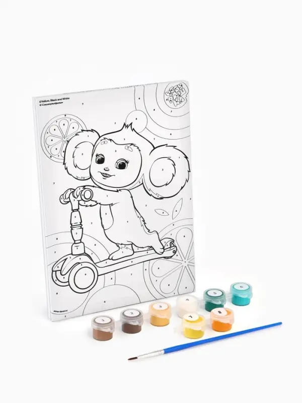 Картина по номерам с подрамником &laquo;Чебурашка на самокате&raquo;, 21&times;15 см