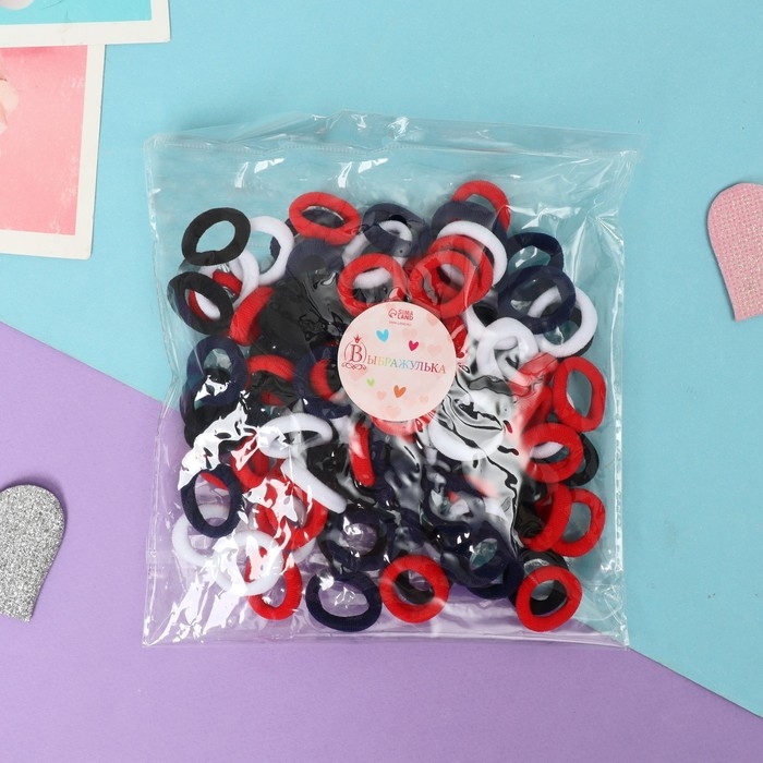 Резинка для волос  Резинка для волос "Махрушка" (набор 100 шт) классика, 2 см, микс