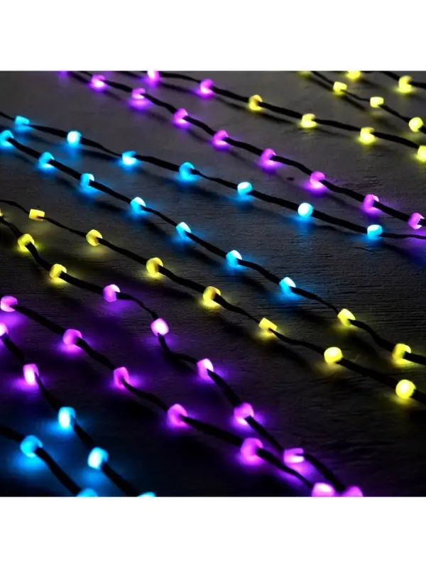 Умная гирлянда &laquo;Нить&raquo; 5 м, роса с насадками &laquo;Шарики&raquo;, IP20, черный провод, 100 LED, пульт ДУ, приложение, свечение RGB, USB